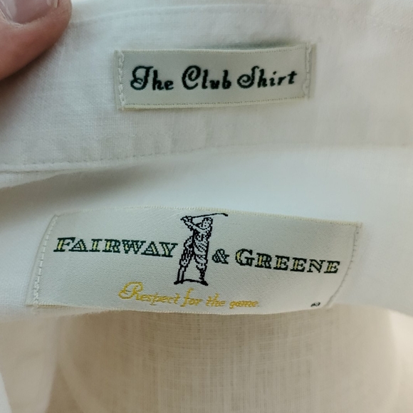 FAIRWAY & GREENS WHITE LINEN SHORT SLEEVE SHIRT L - Picture 7 of 8